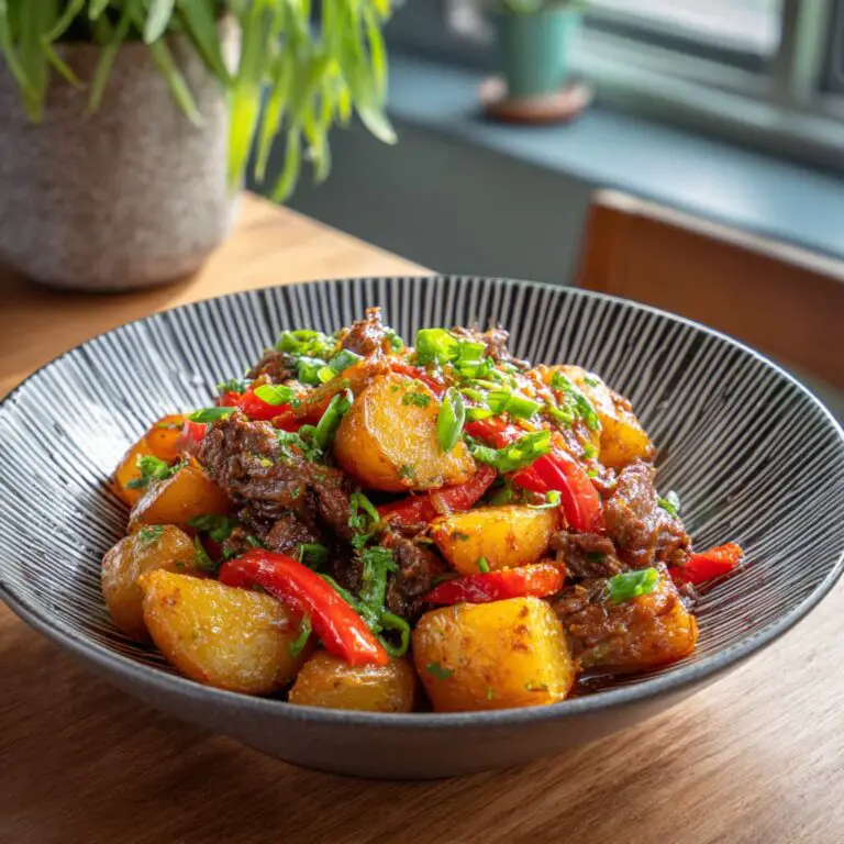 Pommes de Terre Croquantes au Bœuf Sauce Tomatée
