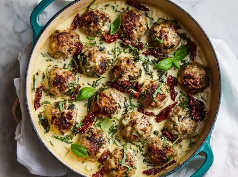 Boulettes de Poulet « Épouse-moi » à la Crème et Tomates Séchées