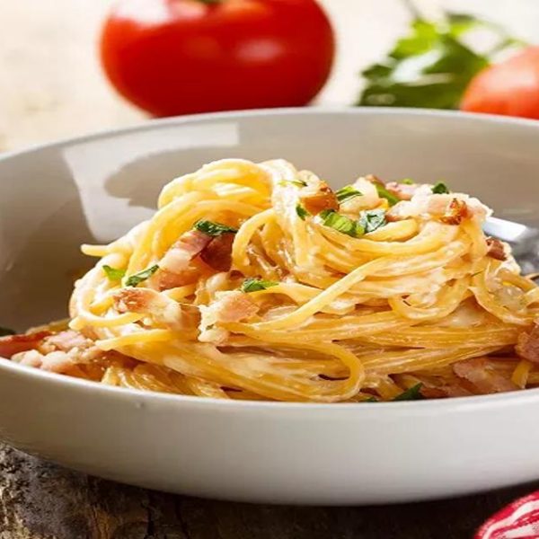 Spaghettis au magret de canard fumé